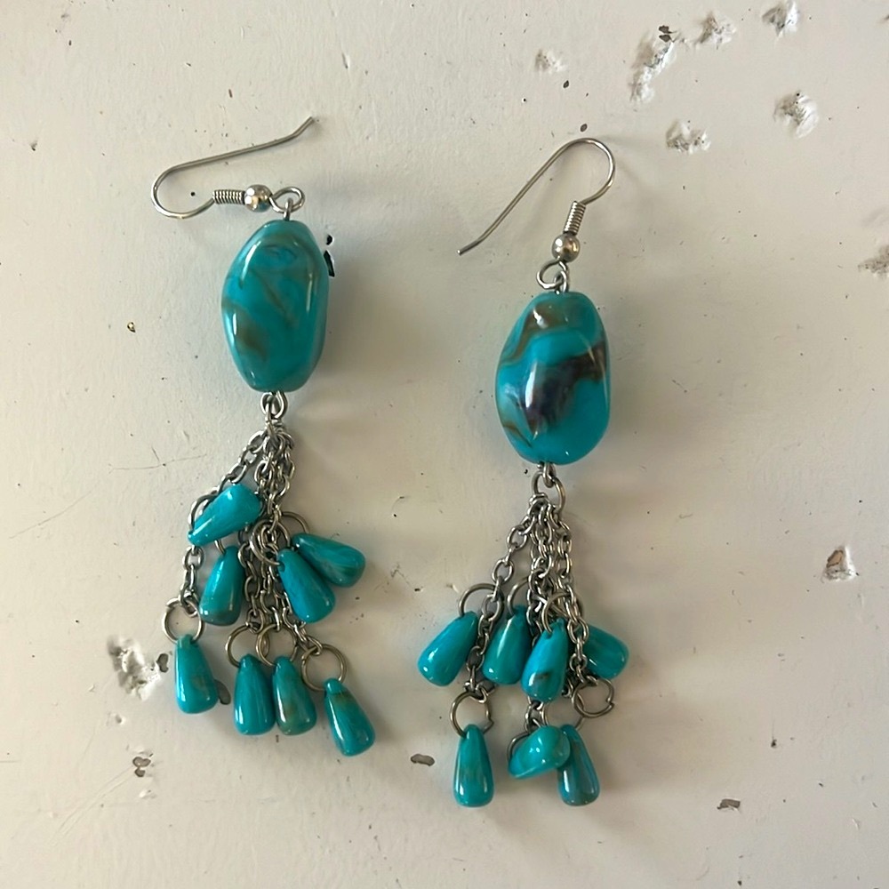 Elegant Turquoise Tassel Earrings